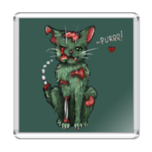 Магнит с принтом Зомби котенок