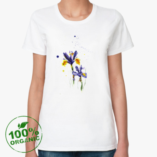 Женская футболка из органик-хлопка с принтом Ирисы