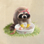 Енот-полоскун полощет