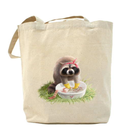 Сумка шоппер с принтом Енот-полоскун полощет