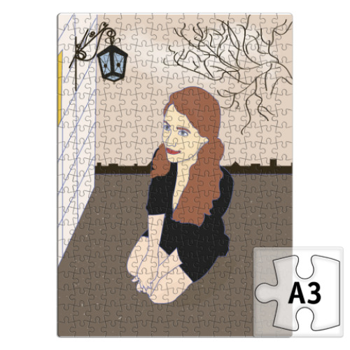 Пазл с принтом девушка у домика