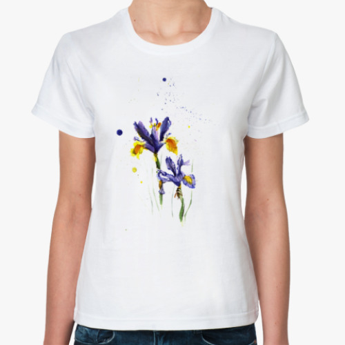 Классическая футболка с принтом Ирисы