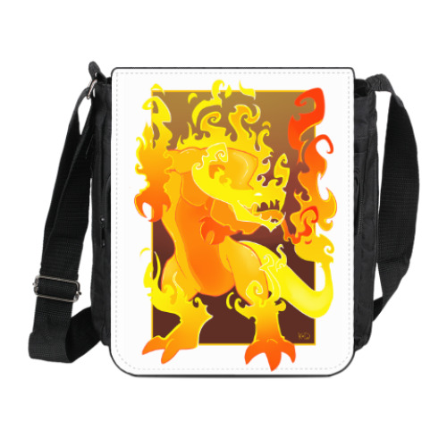 Сумка на плечо (мини-планшет) с принтом Дракон-стихия "Огонь".
