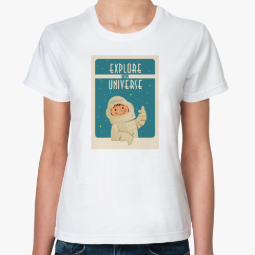 Классическая футболка с принтом Explore the Universe