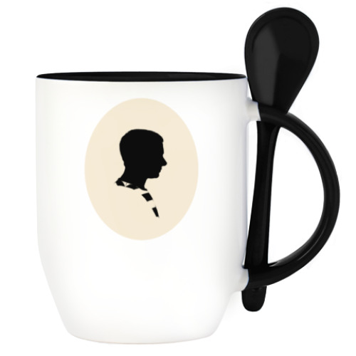 Кружка с ложкой с принтом Sherlock