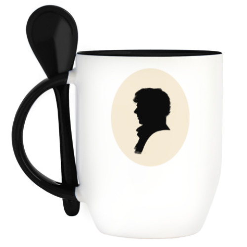 Кружка с ложкой с принтом Sherlock