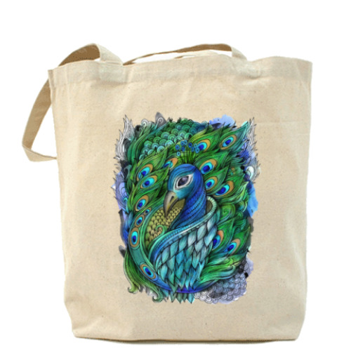 Сумка шоппер с принтом 'Павлин'