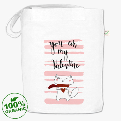 Сумка шоппер с принтом Мистер Фокс с валентинкой