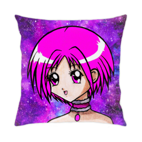 Подушка с принтом Space Anime Girl