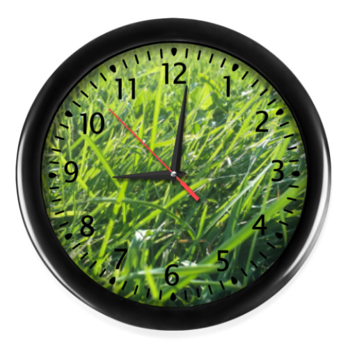 Настенные часы с принтом Трава