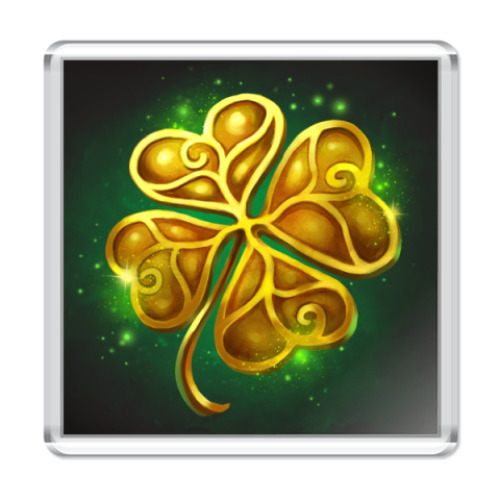 Магнит с принтом  'Золотой клевер'