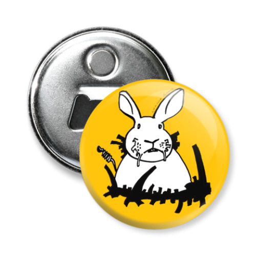 Магнит-открывашка с принтом Заяц белый