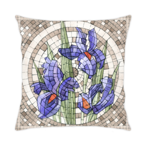 Подушка с принтом Ирисы