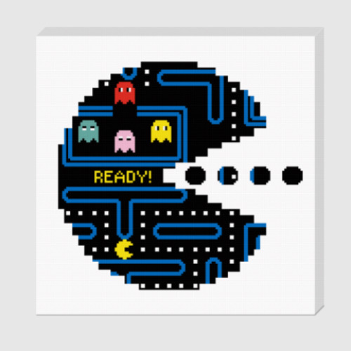 Холст с принтом Pac-Man. PacMan. ПакМан. ПакМен. Pixels. Ready!