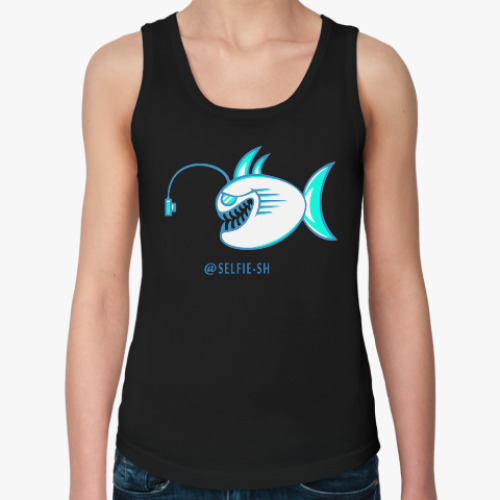 Женская майка с принтом Рыба-селфи