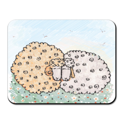 Коврик для мыши с принтом Кудрявые овечки