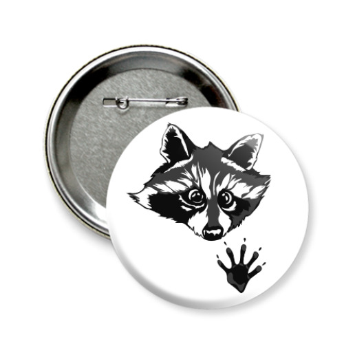 Значок 58мм с принтом енот