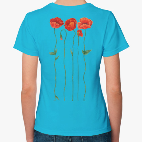 Женская футболка с принтом Маки ,солнце,небо