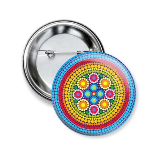 Значок 50мм с принтом Яркий индийский узор