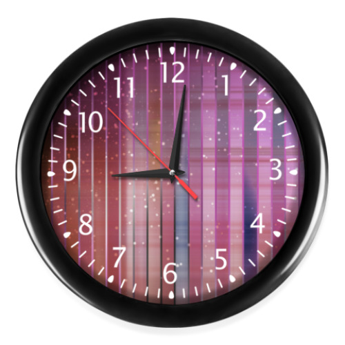 Настенные часы с принтом Космос в полоску