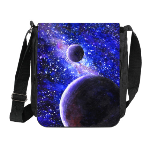 Сумка на плечо (мини-планшет) с принтом Акварель - Космос и Планеты