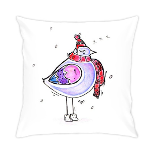 Подушка с принтом Птица