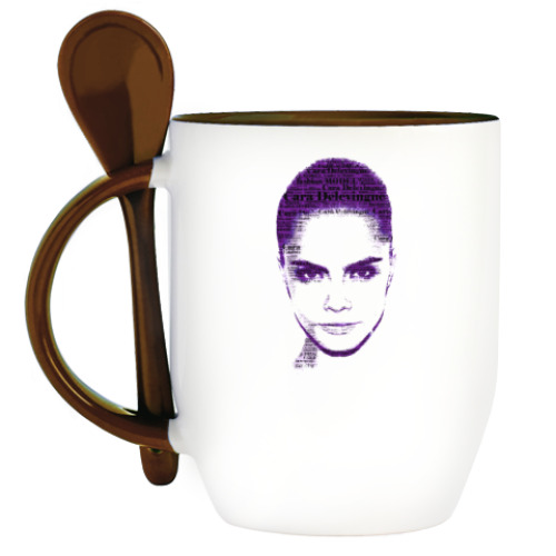 Кружка с ложкой Cara Delevingne/Кара Делевинь