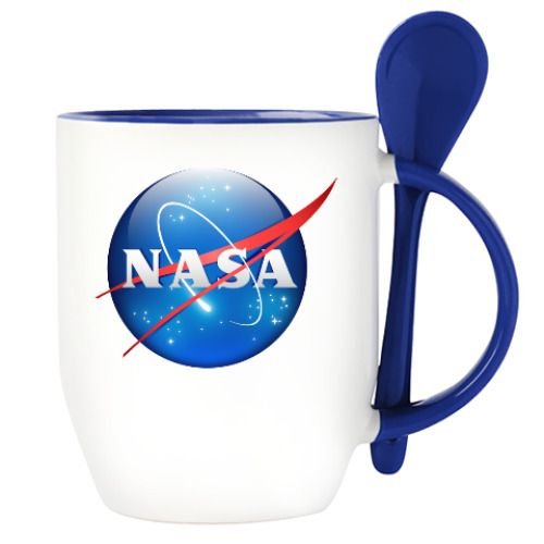 Кружка с ложкой с принтом NASA