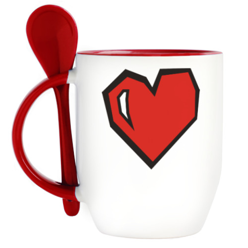 Кружка с ложкой с принтом Heart