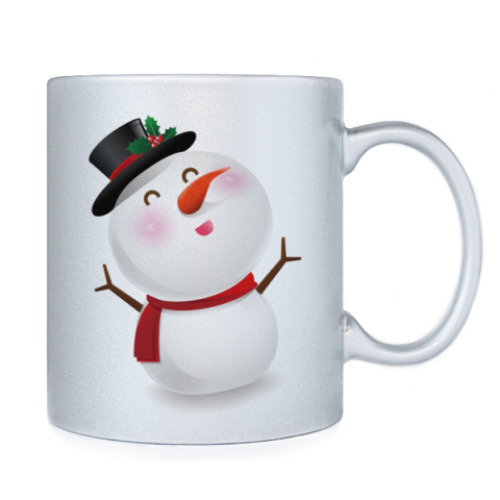 Кружка с принтом Снеговик