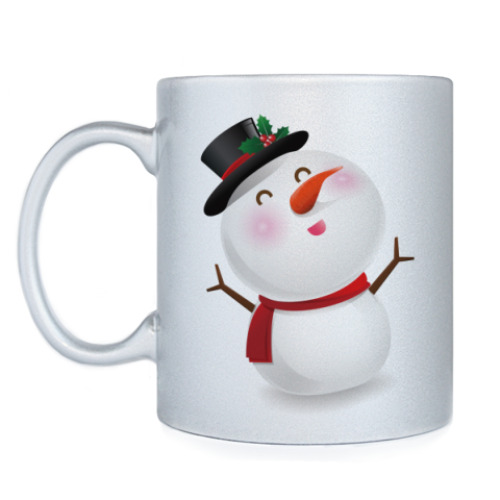 Кружка с принтом Снеговик