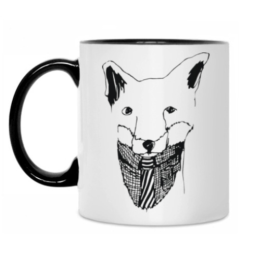 Кружка с принтом Лис с галстуком
