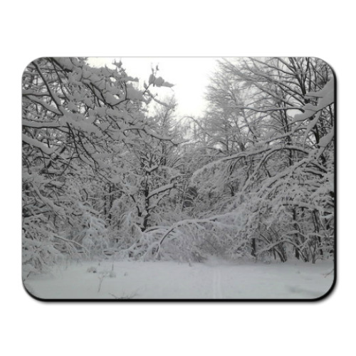 Коврик для мыши с принтом Зимний лес