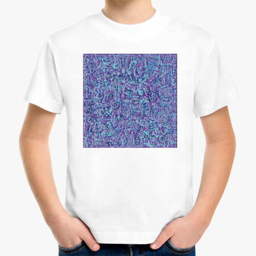 Детская футболка с принтом Голубое в фиолетовом
