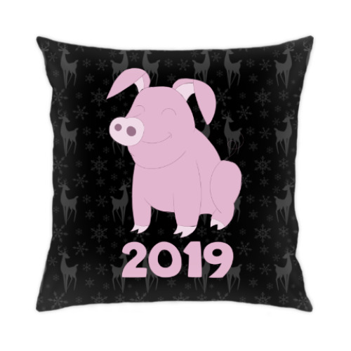 Подушка с принтом Год свиньи 2019