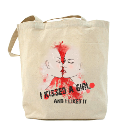 Сумка шоппер с принтом  kissed a girl
