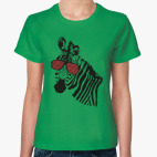 Классическая женская футболка Зебра в очках