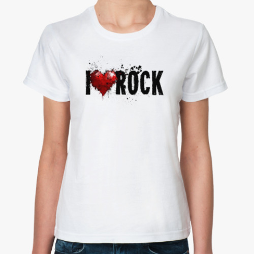 Классическая футболка с принтом I Love Rock
