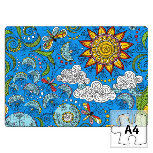 Пазл с принтом Узор с одуванчиками