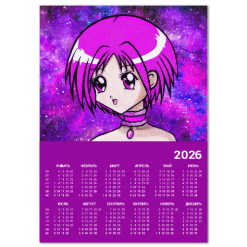 Календарь с принтом Аниме девочка