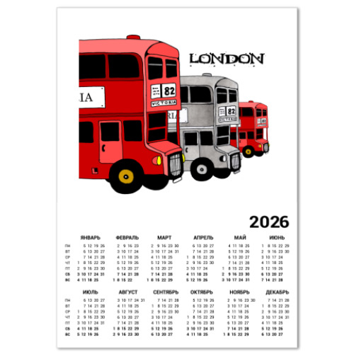 Календарь с принтом  'Лондон'