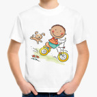 Детская классическая футболка Мальчик на велосипеде