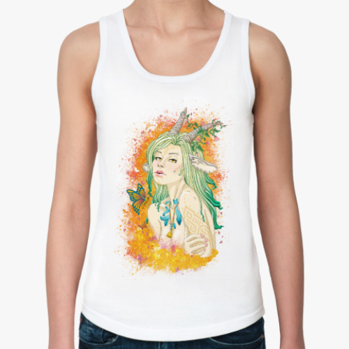 Женская майка с принтом Девушка-коза