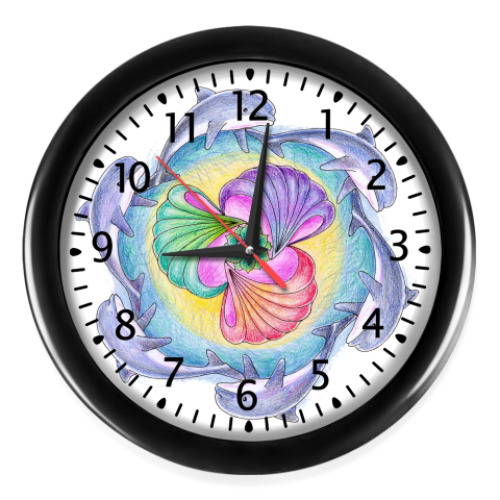 Настенные часы с принтом Дельфины