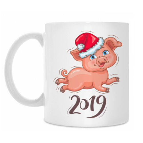 Кружка с принтом Новогодняя Свинка 2019