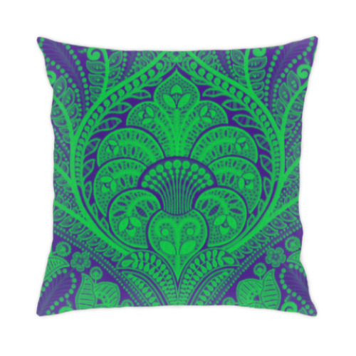 Подушка с принтом Фиолетово-зеленое счастье