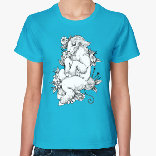 Женская футболка с принтом Агнец дремлющий