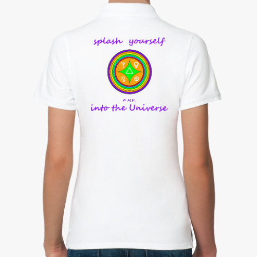 Женская рубашка поло (печать) с принтом Умножитель блага