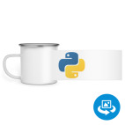 Кружка металлическая белая (круговая запечатка)