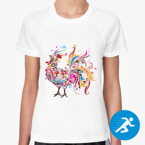 Женская спортивная футболка с принтом Огненный петух